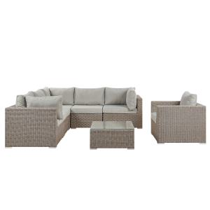 Conjunto lounge contare ratan sintético taupe direito