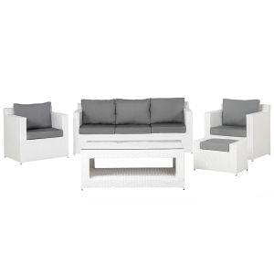 Conjunto lounge roma ratan sintético branco