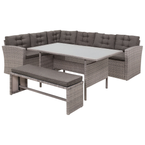 Conjunto lounge conjunto de refeição vidro cinzento viterbo