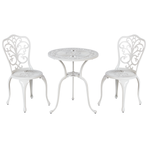 Conjunto de mesa e cadeiras branco creme branco triora/dascio