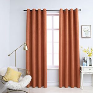 Cortinas blackout c/ argolas em metal 2 pcs 140x225 cm ferrugem pt1652