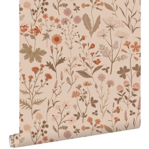 Estahome papel de parede flores silvestres rosa terracota - 0,53 x 10,05 m