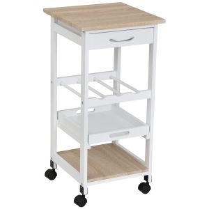 Carrinho de cozinha mdf, pinho color blanco 37cm x 37cm x 76cm Homcom