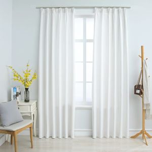 Cortinas blackout com ganchos 2 pcs 140x245 cm branco sujo pt3581