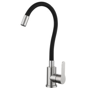 Grifo cocina caño flexible negro forma hibera grifers