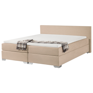 Cama de casal continental em tecido creme 180 x 200 cm president