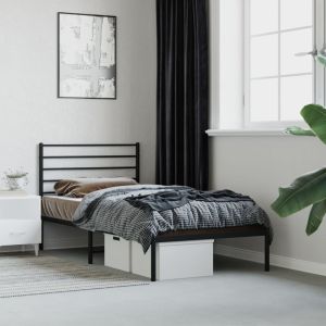 Cama com cabeceira 90x190 cm metal preto