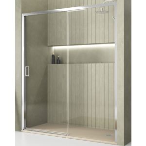 Portas de duche frontal 1 porta 1 fixa | cromo 170cm (adap.168-172cm)